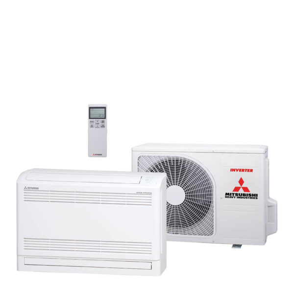 Mitsubishi Vloer single-split set set SRF25ZS-W 2,5 kW met infrarood bediening – Inclusief standaard montage
